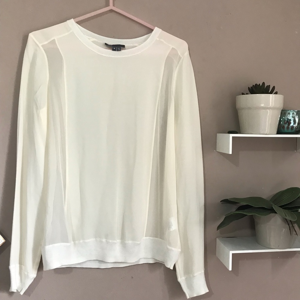 SOLD Vince Silk Sheer Side Panel Crew Neck Sweater - Picture 3 of 8
